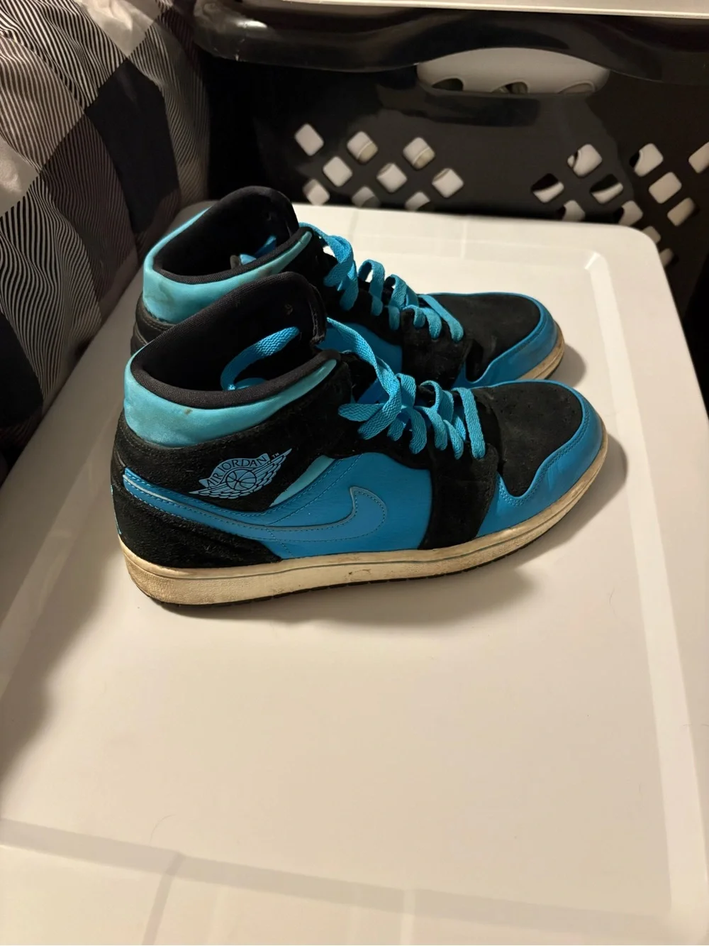 Jordan Mid-Top Sneakers in Black and Bright Blue